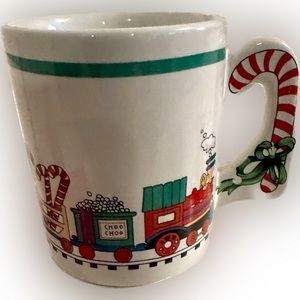 VTG CHRISTMAS TRAIN MUG CUP COFFEE JAVA TEA SOUP TEACHER GIFT HOT COCOA HOLIDAY